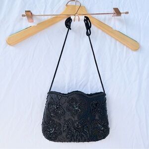 VALERIE STEVENS | VINTAGE NWOT BLACK CROSSBODY BEADED EVENING BAG